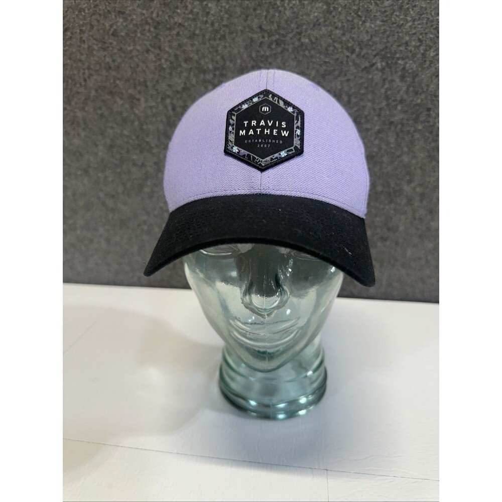 Travis Mathew Tall Bamboo Golf Hat Mens Small Light Purple Black Yupoong Flexfit